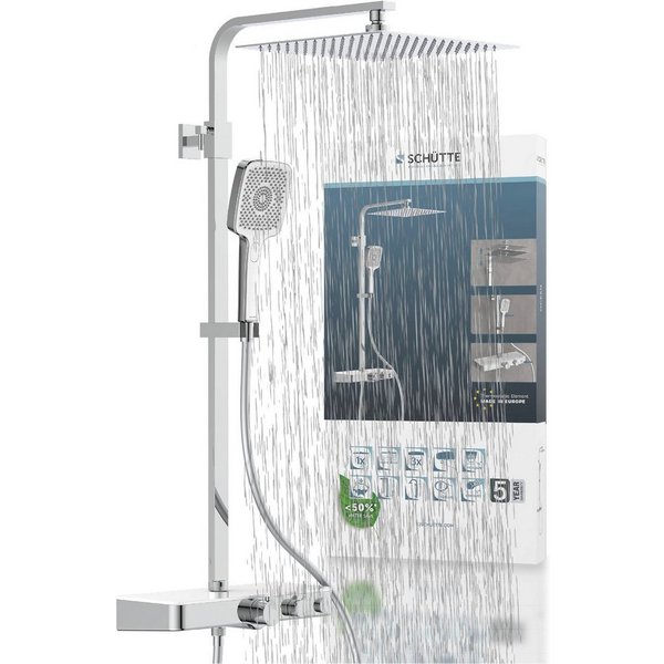Schütte Duschsystem OCEAN, Höhe 120 cm, 3 Strahlart(en), Sicherheitssperre, höhenverstellb., inkl. Glasablage, Antikalk