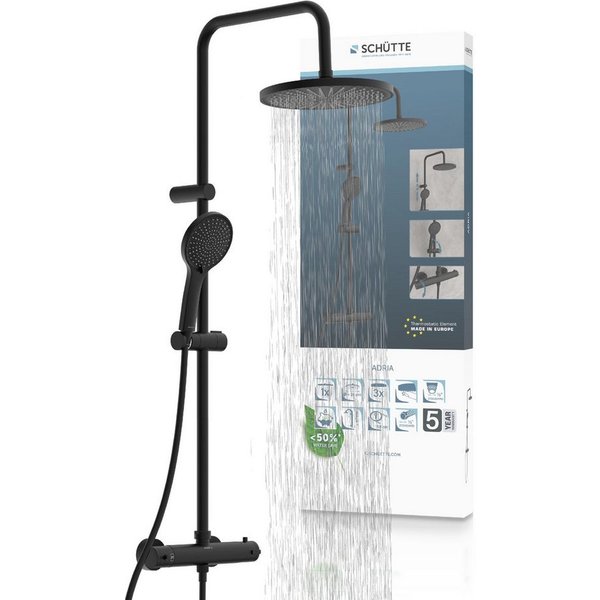 Schütte Duschsystem TRENTO, Höhe 150 cm, Set, mit Thermostatarmatur, 3-fach verstellbar, Antikalk-Noppen