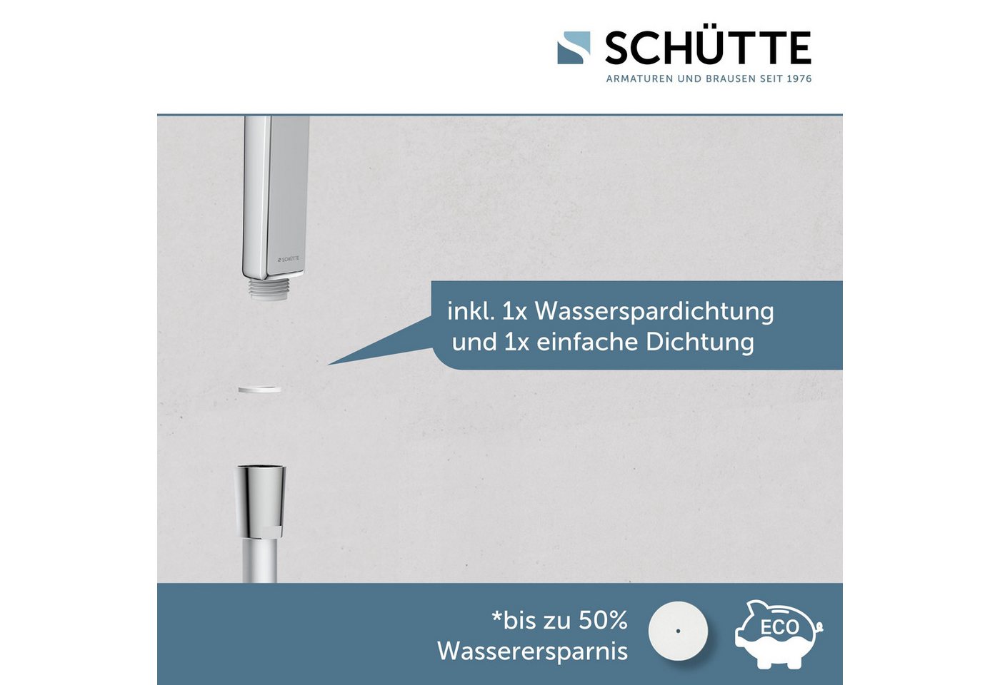 Schütte Handbrause HAWAII, 3-fach verstellbar, mit Antikalknoppen, wassersparend, rund – Bild 4 von 5