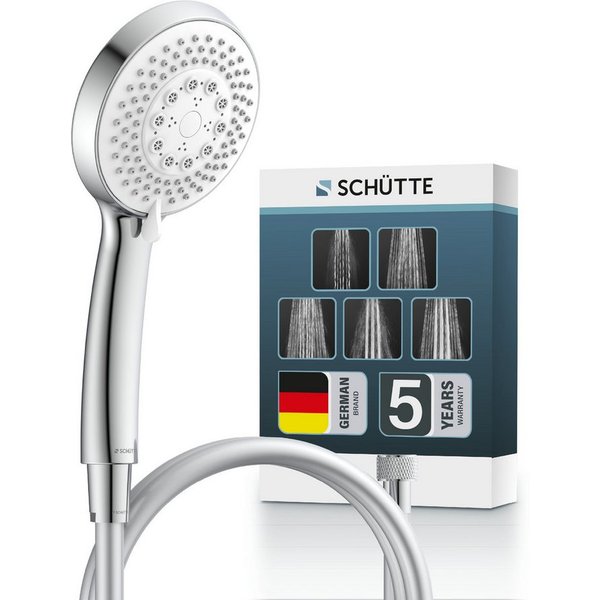 Schütte Handbrause TORINO, Handbrause, 5 Strahlarten, Antikalk, Schlauch knickfest