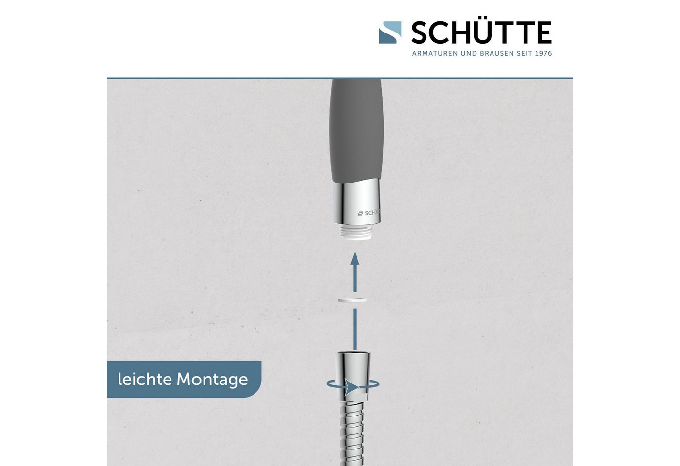 Schütte Handbrause VITAL, mit 4 Strahlarten, mit rutschfestem Griff, Duschbrause, Chrom/Schwarz – Bild 5 von 5