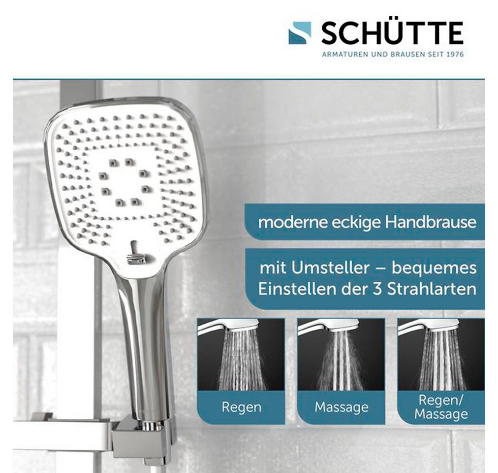 Schütte Stangenbrause-Set RAVENNA, Höhe 65 cm, 3 Strahlart(en), 1 tlg., 3-fach verstellbar / Antikalk / wassersparend – Bild 3 von 5