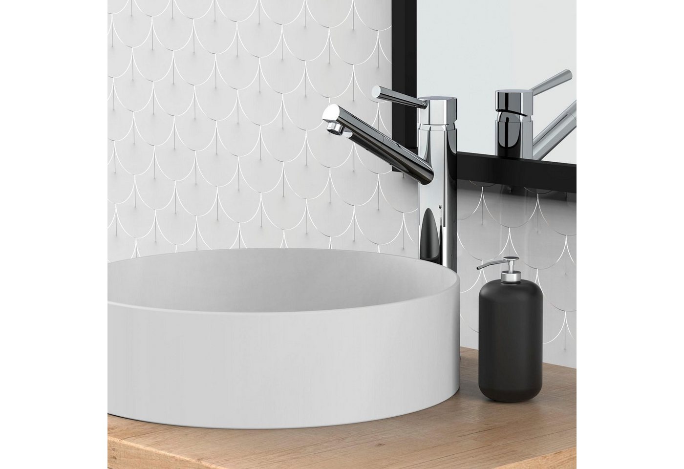 Schütte Waschtischarmatur Cornwall Design Wasserhahn Bad für Aufsatz-Waschbecken, Mischbatterie, Chrom – Bild 2 von 4