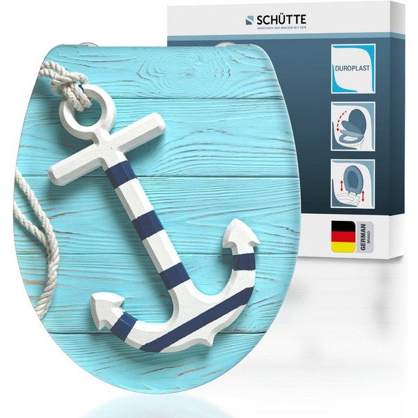 Schütte WC-Sitz ANCHOR, Toilettendeckel, Absenkautomatik, Schnellverschluss, O-Form, bis 175kg