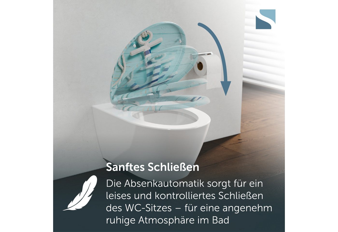 Schütte WC-Sitz ANCHOR, Toilettendeckel, Absenkautomatik, Schnellverschluss, O-Form, bis 175kg – Bild 3 von 5