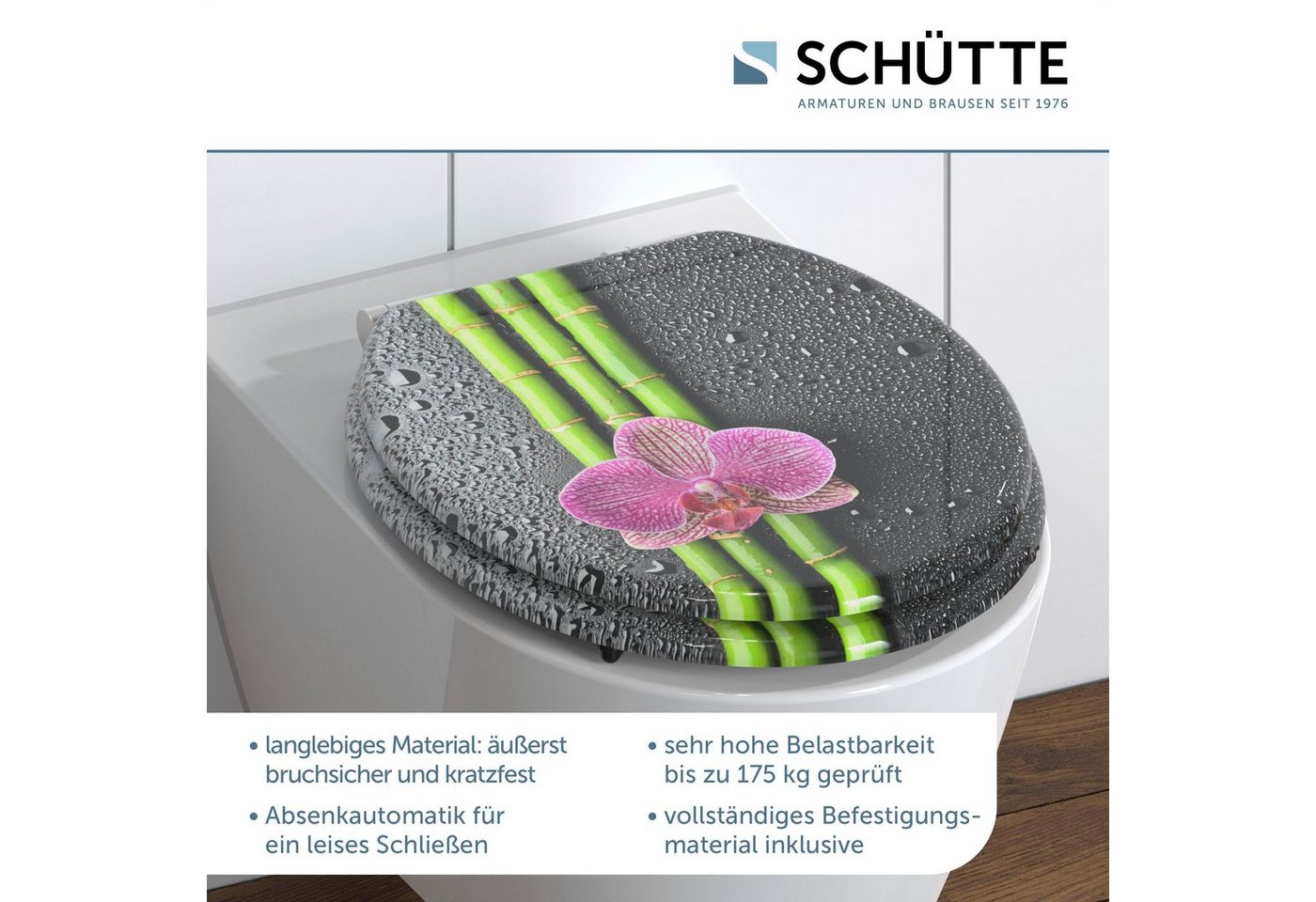 Schütte WC-Sitz Asia, mit Absenkautomatik und Holzkern, MDF – Bild 2 von 5