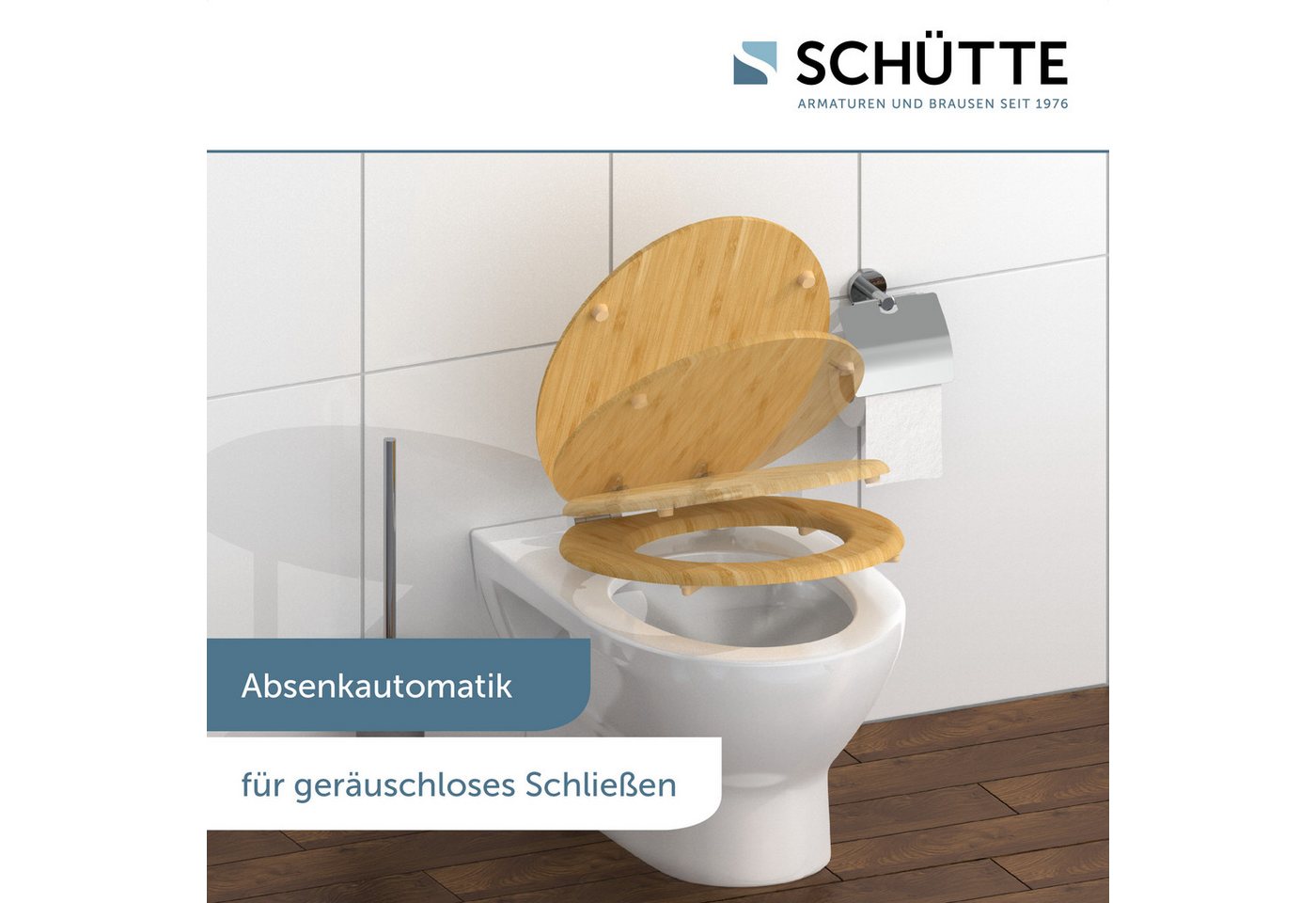 Schütte WC-Sitz Bambus (1-St), bruchsicher und kratzfest, Absenkautomatik, Standardmaß – Bild 2 von 5