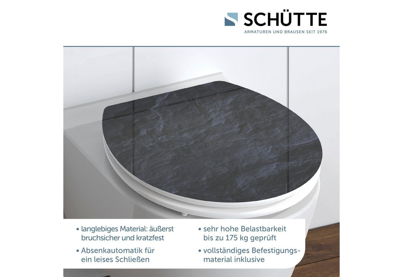 Schütte WC-Sitz BLACK STONE, High Gloss mit MDF Holzkern, mit Absenkautomatik – Bild 2 von 5