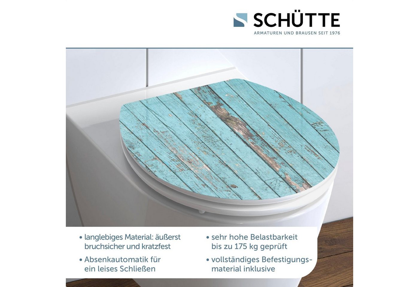 Schütte WC-Sitz Blue Wood, High Gloss mit MDF Holzkern, mit Absenkautomatik – Bild 3 von 5