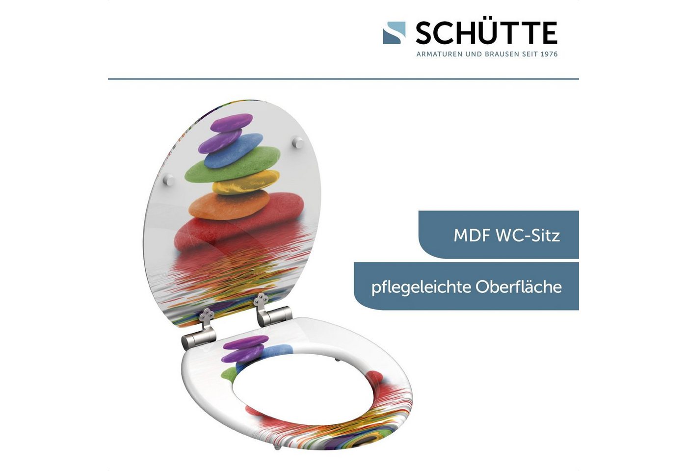 Schütte WC-Sitz Colorful Stones, mit Absenkautomatik und Holzkern, MDF – Bild 4 von 5