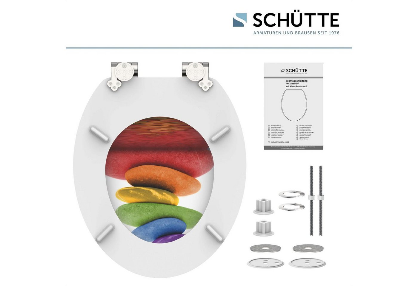 Schütte WC-Sitz Colorful Stones, mit Absenkautomatik und Holzkern, MDF – Bild 5 von 5