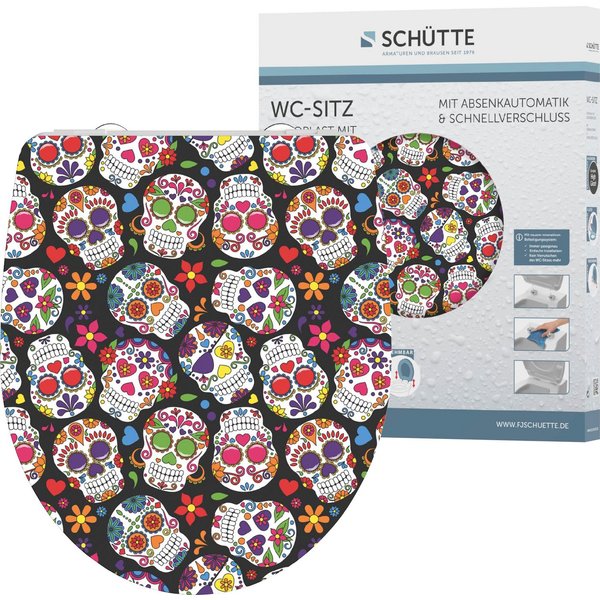 Schütte WC-Sitz Crazy Skull, Duroplast,mit Absenkautomatik und Schnellverschluss, High Gloss