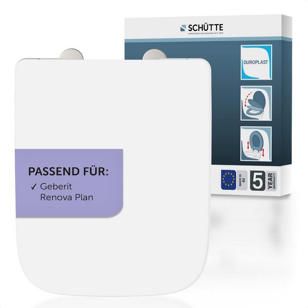 Schütte WC-Sitz Duroplast, WHITE E-Form PRO 4 (WC-Sitz, Befestigungsmaterial, Montageanleitung), mit Absenkautomatik und Schnellverschluss
