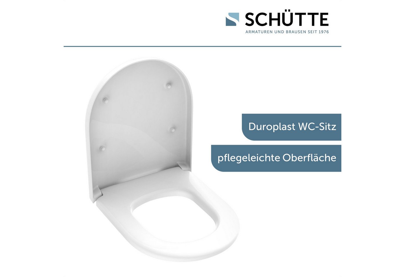 Schütte WC-Sitz Duroplast, WHITE D-Form PRO 5 (WC-Sitz, Befestigungsmaterial, Montageanleitung), mit Absenkautomatik und Schnellverschluss – Bild 2 von 5