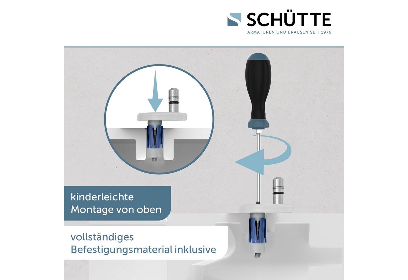 Schütte WC-Sitz Duroplast, WHITE D-Form PRO 5 (WC-Sitz, Befestigungsmaterial, Montageanleitung), mit Absenkautomatik und Schnellverschluss – Bild 4 von 5