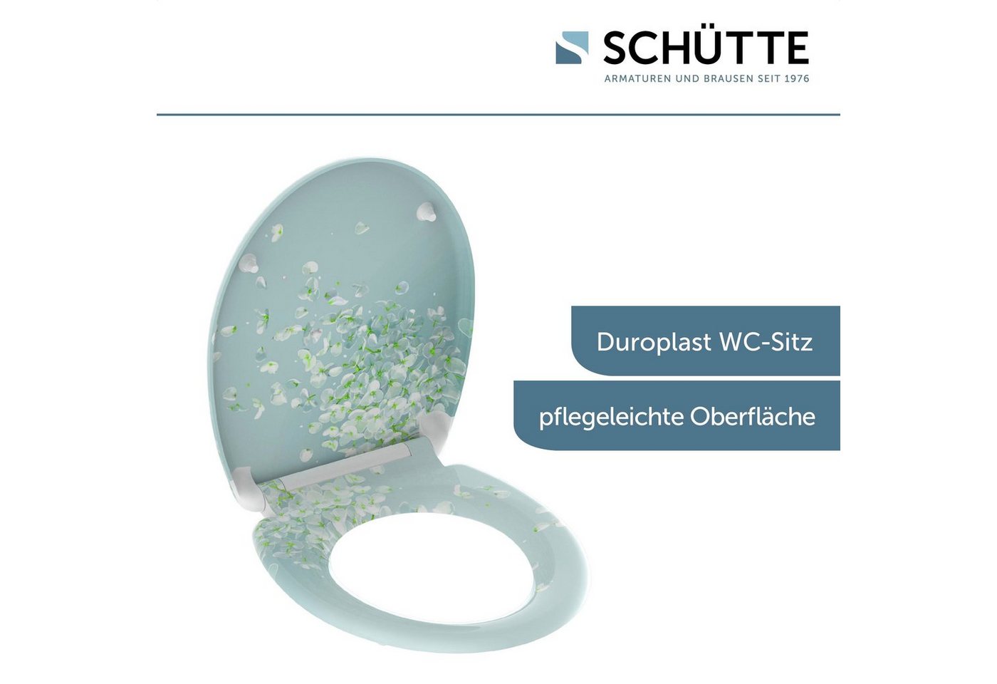 Schütte WC-Sitz FLOWER IN THE WIND, bruchsicher und kratzfest, Absenkautomatik, Standardmaß – Bild 4 von 5
