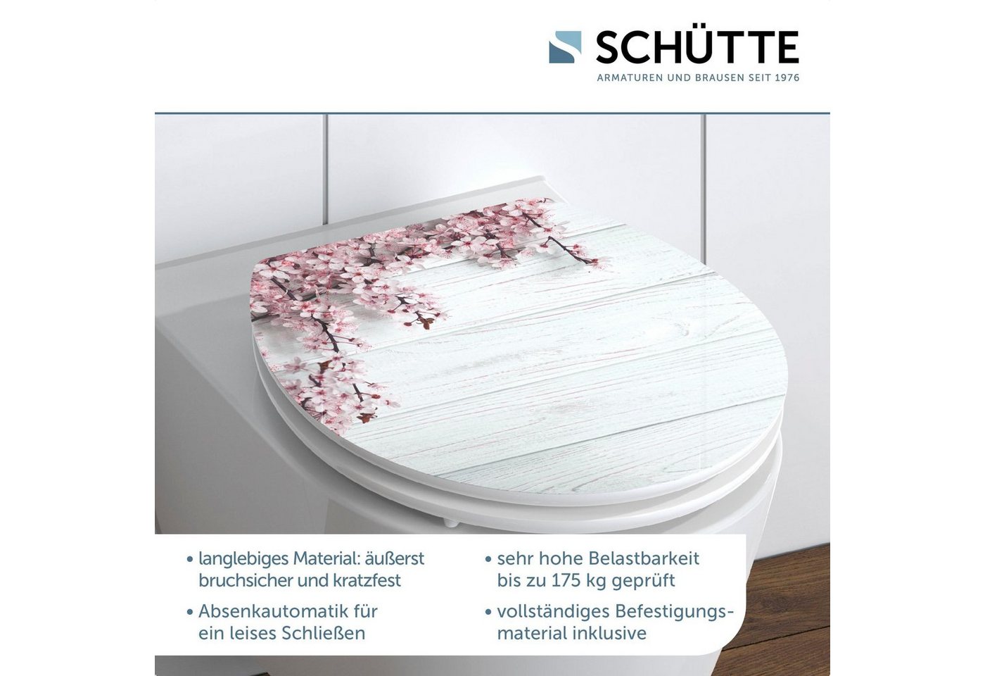 Schütte WC-Sitz Flowers&Wood, High Gloss mit MDF Holzkern, mit Absenkautomatik – Bild 2 von 5