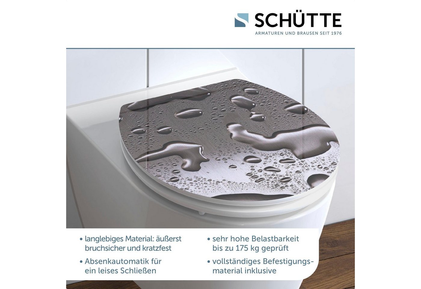 Schütte WC-Sitz Grey Steel, High Gloss mit MDF Holzkern, mit Absenkautomatik – Bild 3 von 5