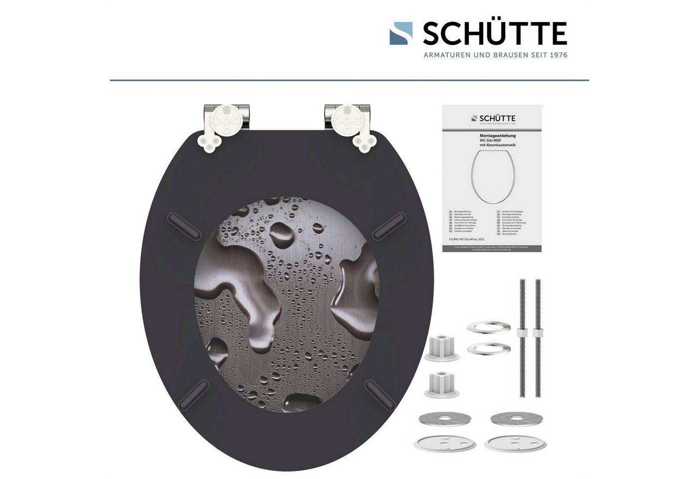 Schütte WC-Sitz Grey Steel, mit Absenkautomatik und Holzkern, MDF – Bild 5 von 5