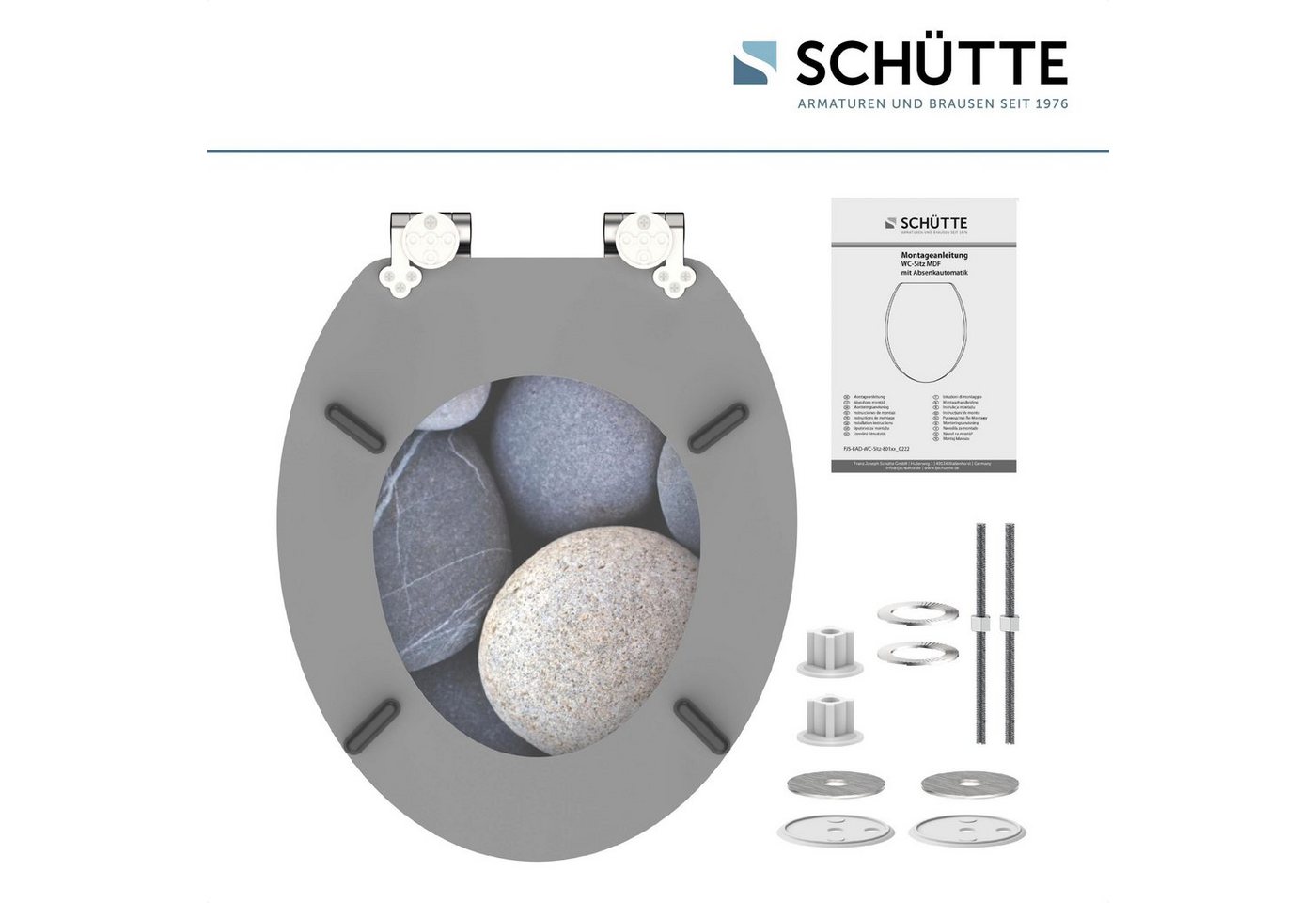 Schütte WC-Sitz GREY STONES, mit Absenkautomatik und Holzkern, MDF – Bild 4 von 5