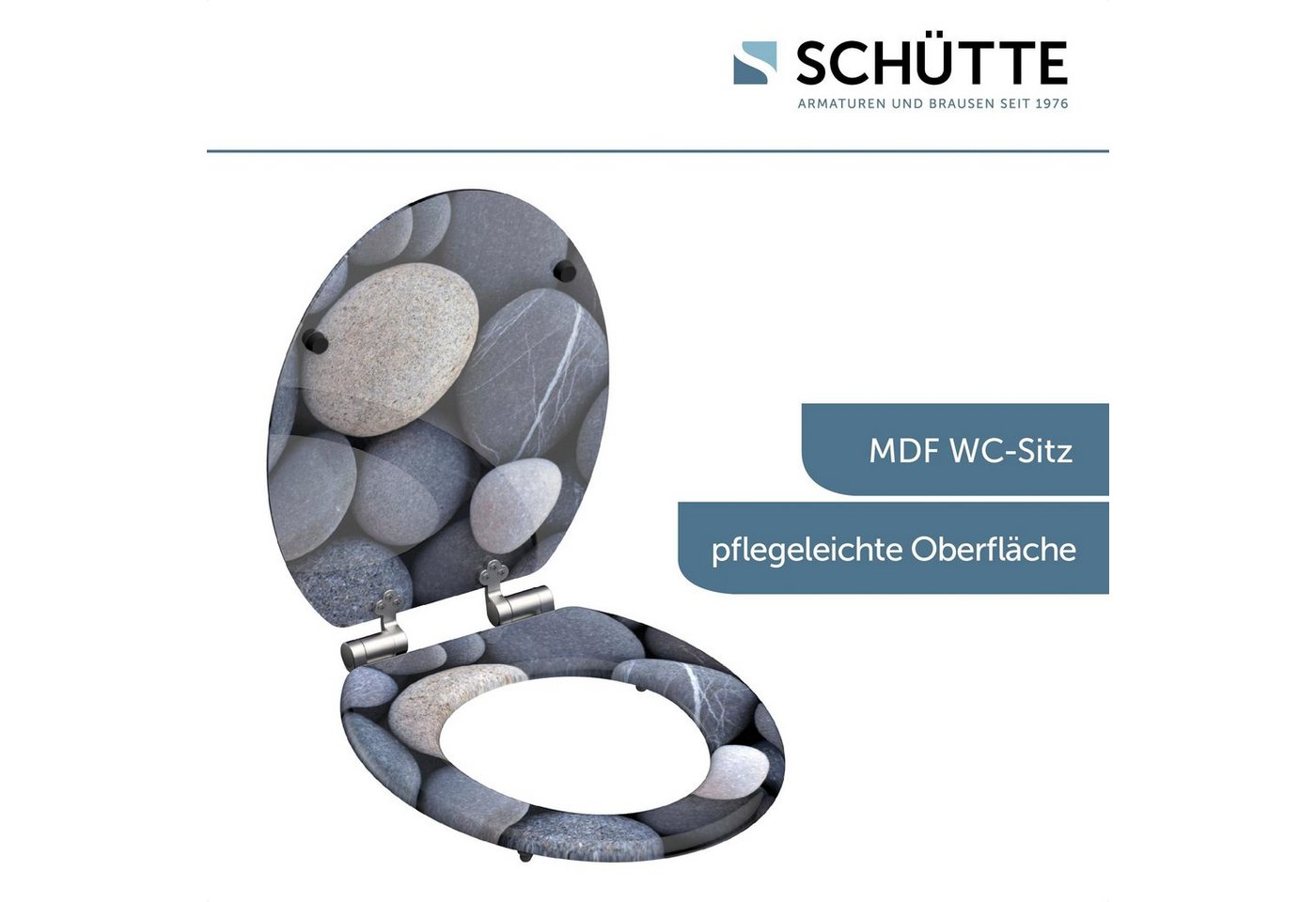 Schütte WC-Sitz GREY STONES, mit Absenkautomatik und Holzkern, MDF – Bild 5 von 5