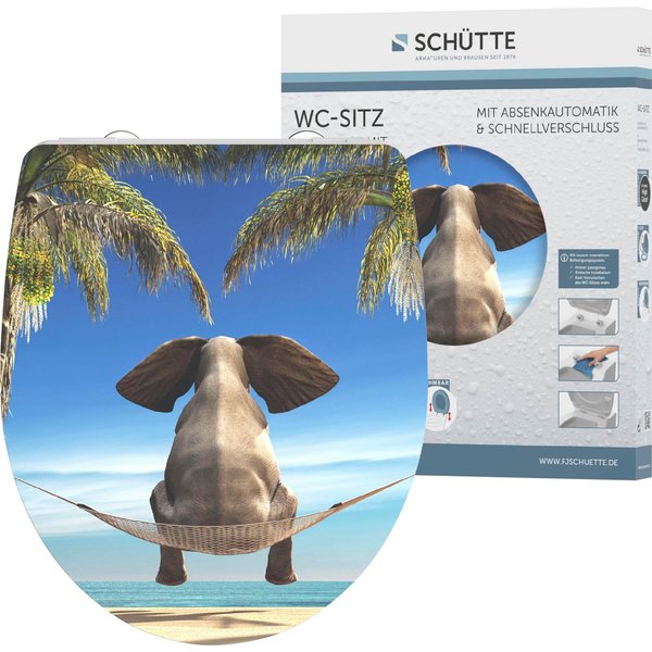 Schütte WC-Sitz Happy Elephant, Duroplast, mit Absenkautomatik und Schnellverschluss, High Gloss