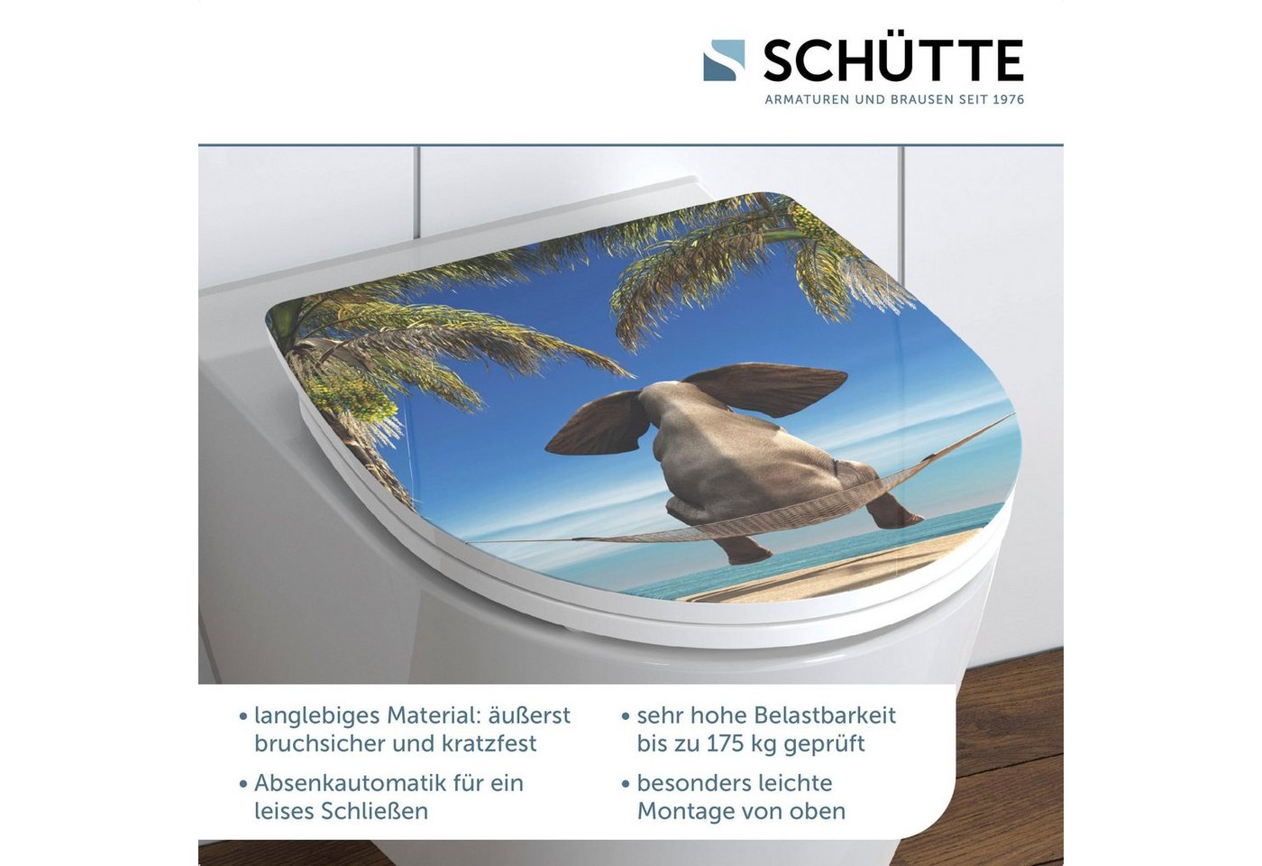 Schütte WC-Sitz Happy Elephant, Duroplast, mit Absenkautomatik und Schnellverschluss, High Gloss – Bild 2 von 5