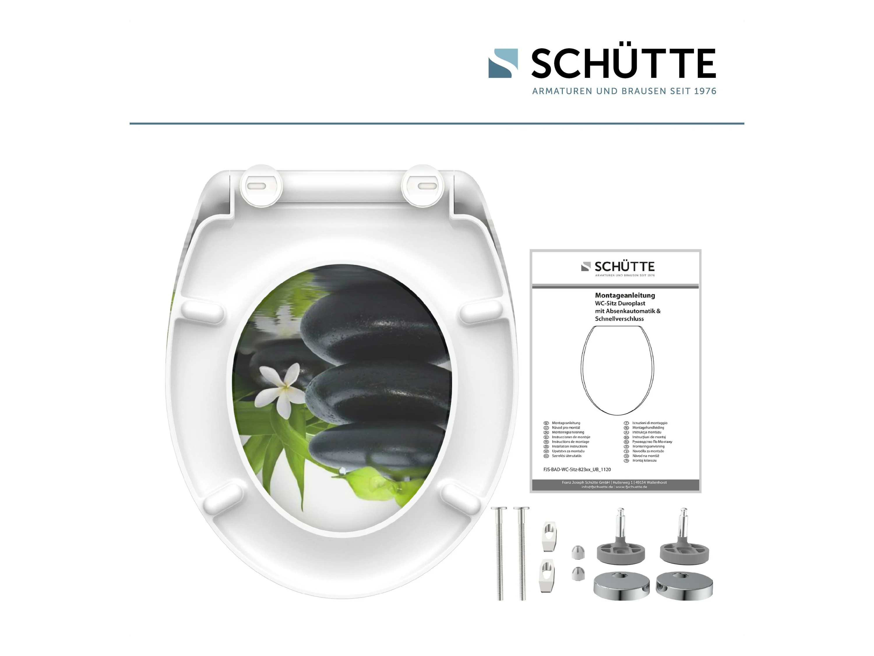 Schütte WC-Sitz Jasmin, Duroplast, Absenkautomatik, Schnellverschluss, Motivdruck – Bild 4 von 4