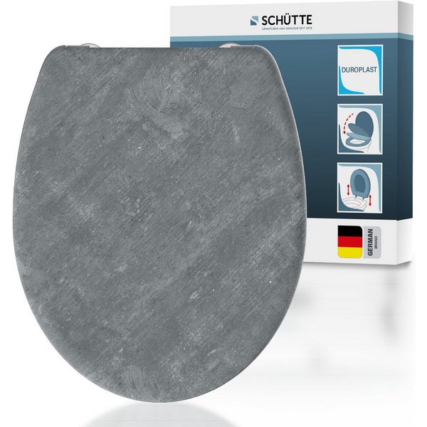 Schütte WC-Sitz LIGHT CONCRETE, Toilettendeckel, Absenkautomatik, Schnellverschluss, O-Form, bis 175kg