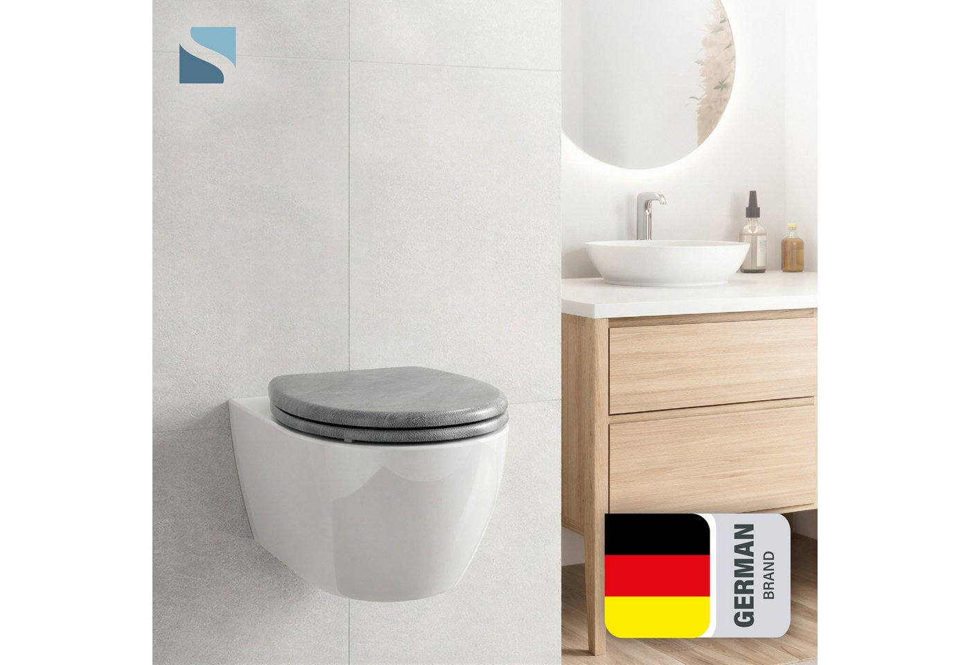 Schütte WC-Sitz LIGHT CONCRETE, Toilettendeckel, Absenkautomatik, Schnellverschluss, O-Form, bis 175kg – Bild 2 von 5