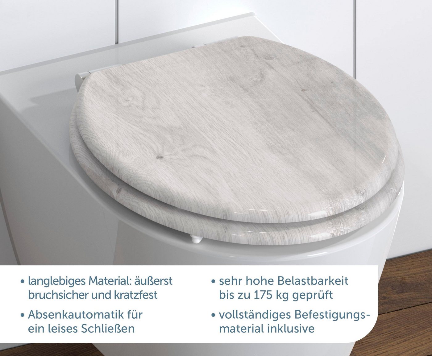 Schütte WC-Sitz LIGHT WOOD, mit Absenkautomatik und MDF-Holzkern – Bild 5 von 5