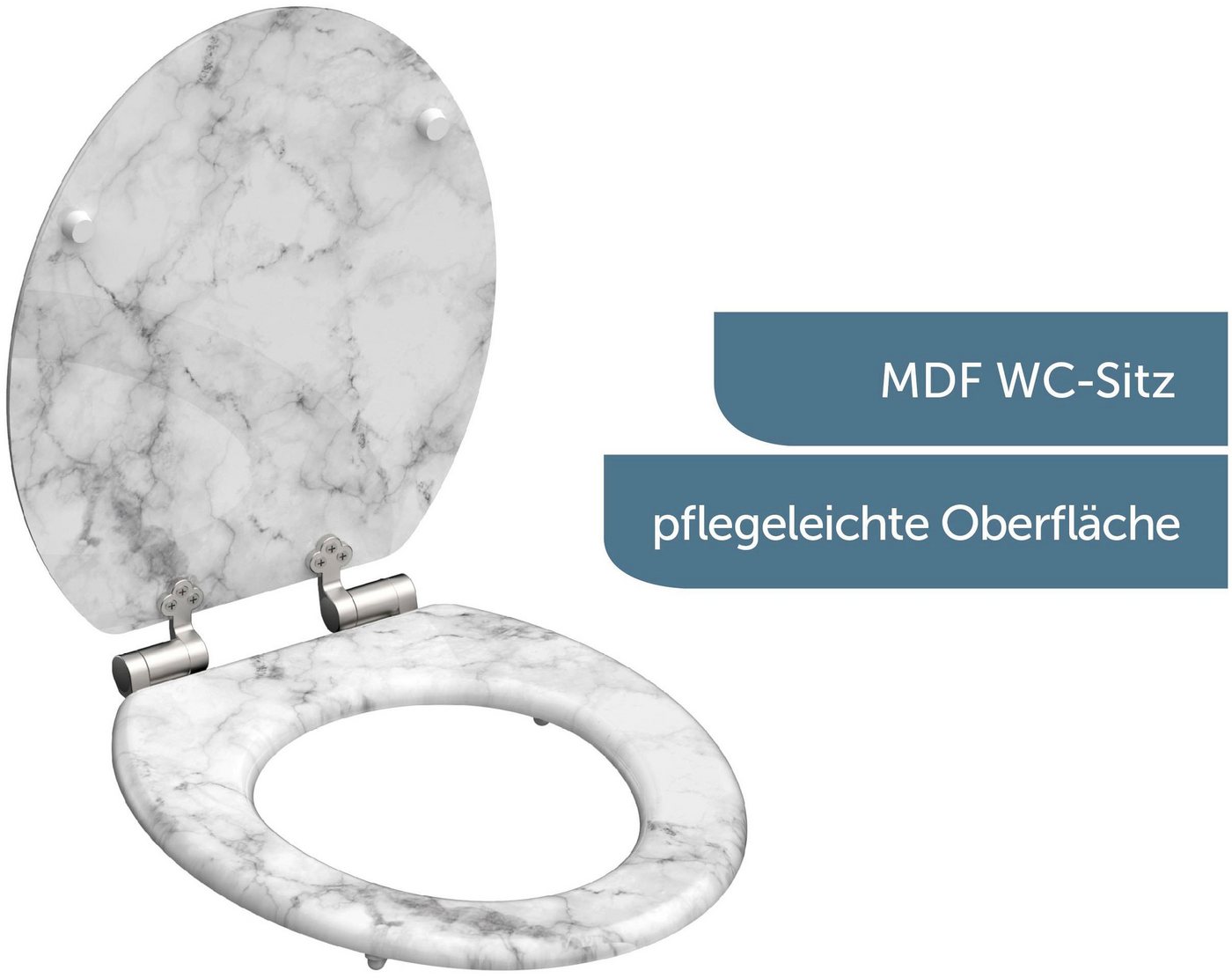 Schütte WC-Sitz Marmor, Absenkautomatik, Holzkern, Motivdruck, MDF – Bild 5 von 5