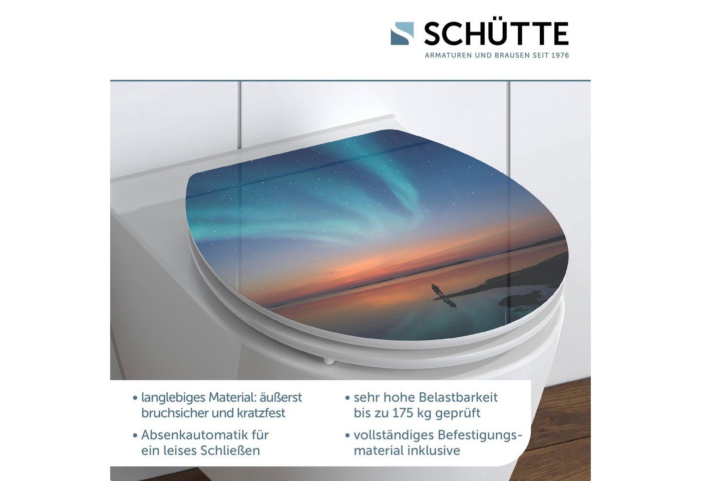 Schütte WC-Sitz POLAR LIGHTS, bruchsicher und kratzfest, Absenkautomatik, Standardmaß – Bild 3 von 5