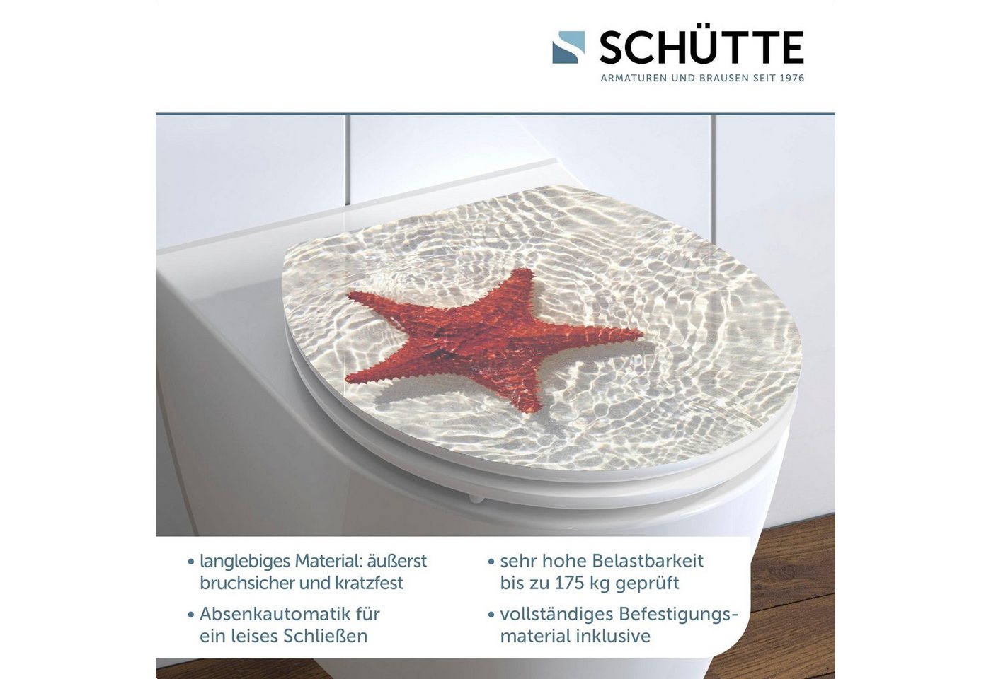 Schütte WC-Sitz RED STARFISH, High Gloss mit MDF Holzkern, mit Absenkautomatik – Bild 4 von 5