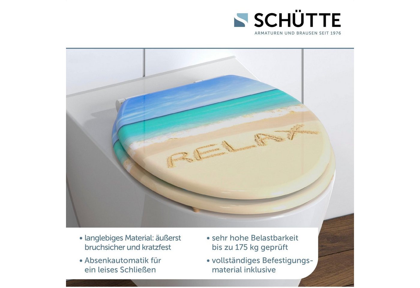 Schütte WC-Sitz Relax, mit Absenkautomatik und Holzkern, MDF – Bild 2 von 5