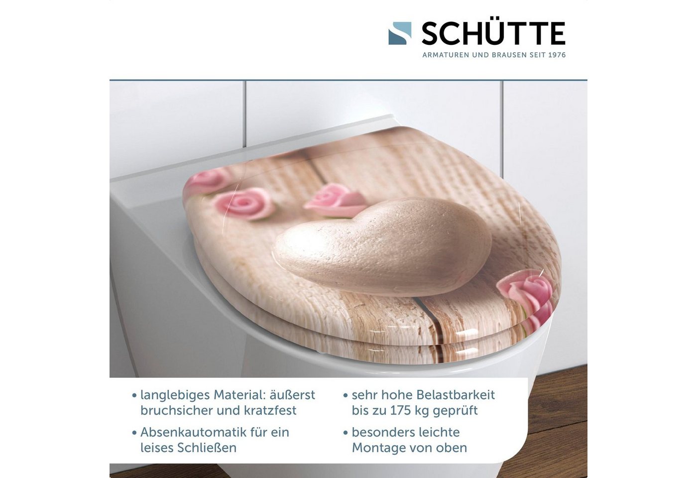 Schütte WC-Sitz Romantik, Duroplast, mit Absenkautomatik und Schnellverschluss – Bild 2 von 5