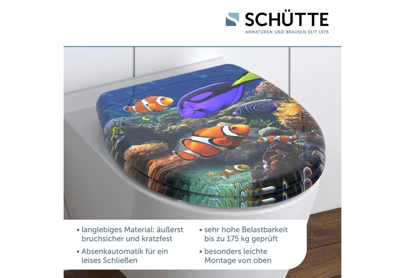 Schütte WC-Sitz SEA LIFE, bruchsicher und kratzfest, Absenkautomatik, Standardmaß – Bild 2 von 5