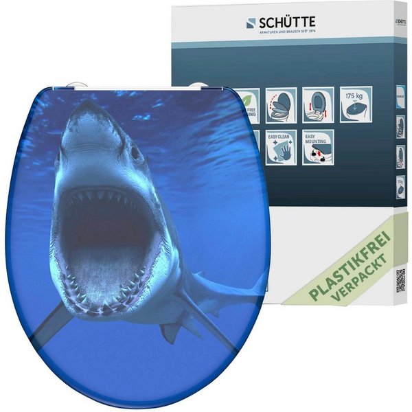 Schütte WC-Sitz Shark, Duroplast, mit Absenkautomatik und Schnellverschluss