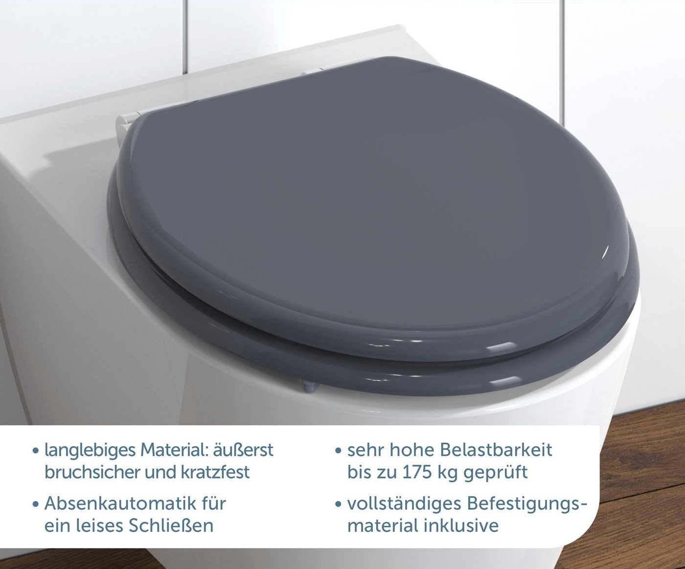 Schütte WC-Sitz SPIRIT, mit Absenkautomatik und MDF-Holzkern – Bild 2 von 5
