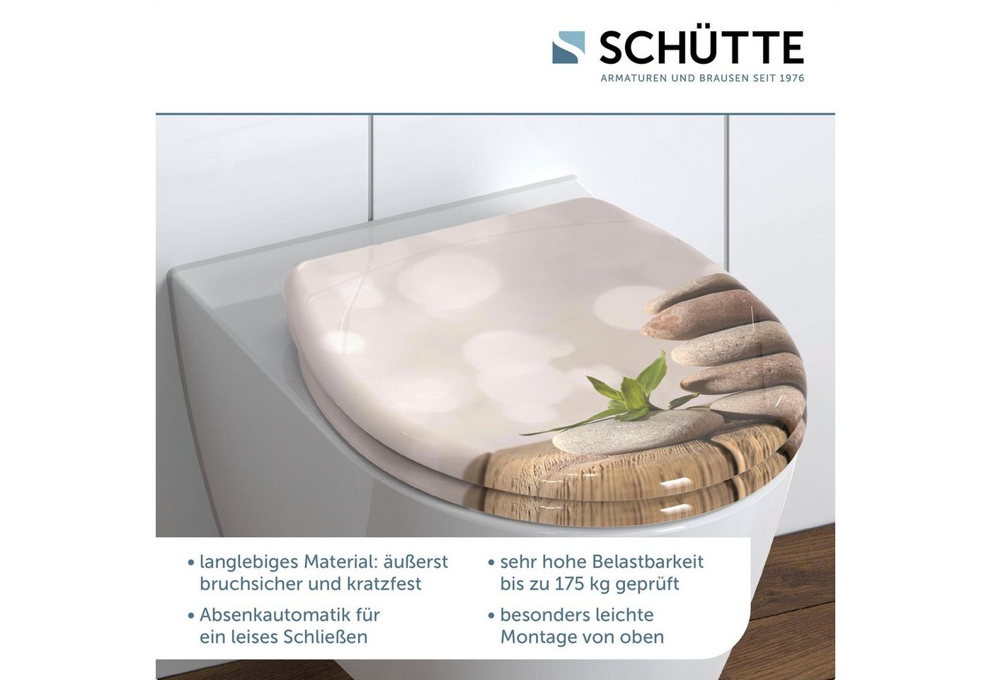 Schütte WC-Sitz STONE PYRAMID, bruchsicher und kratzfest, Absenkautomatik, Standardmaß – Bild 2 von 5