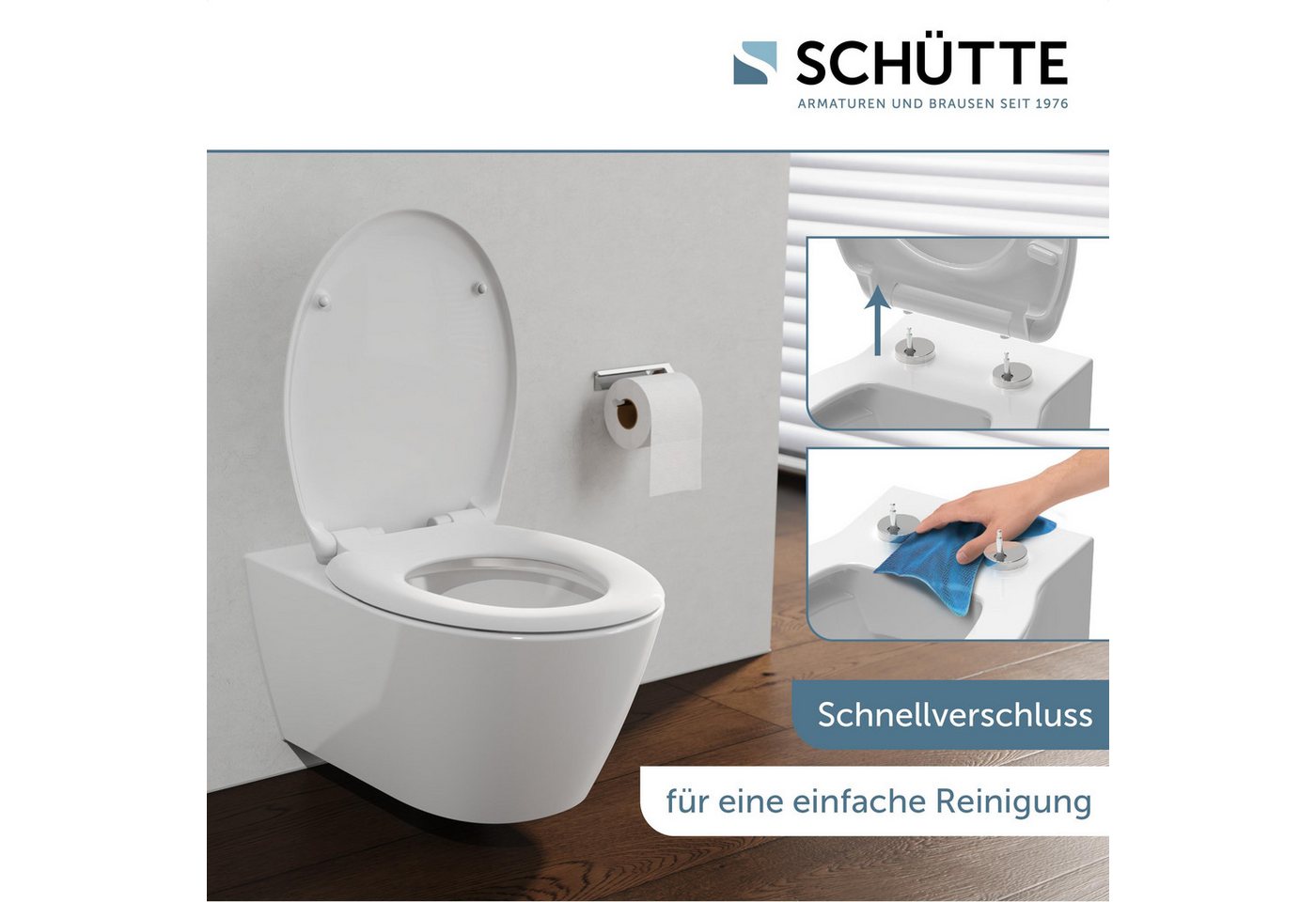 Schütte WC-Sitz WHITE, Duroplast, mit Absenkautomatik und Schnellverschluss – Bild 4 von 5