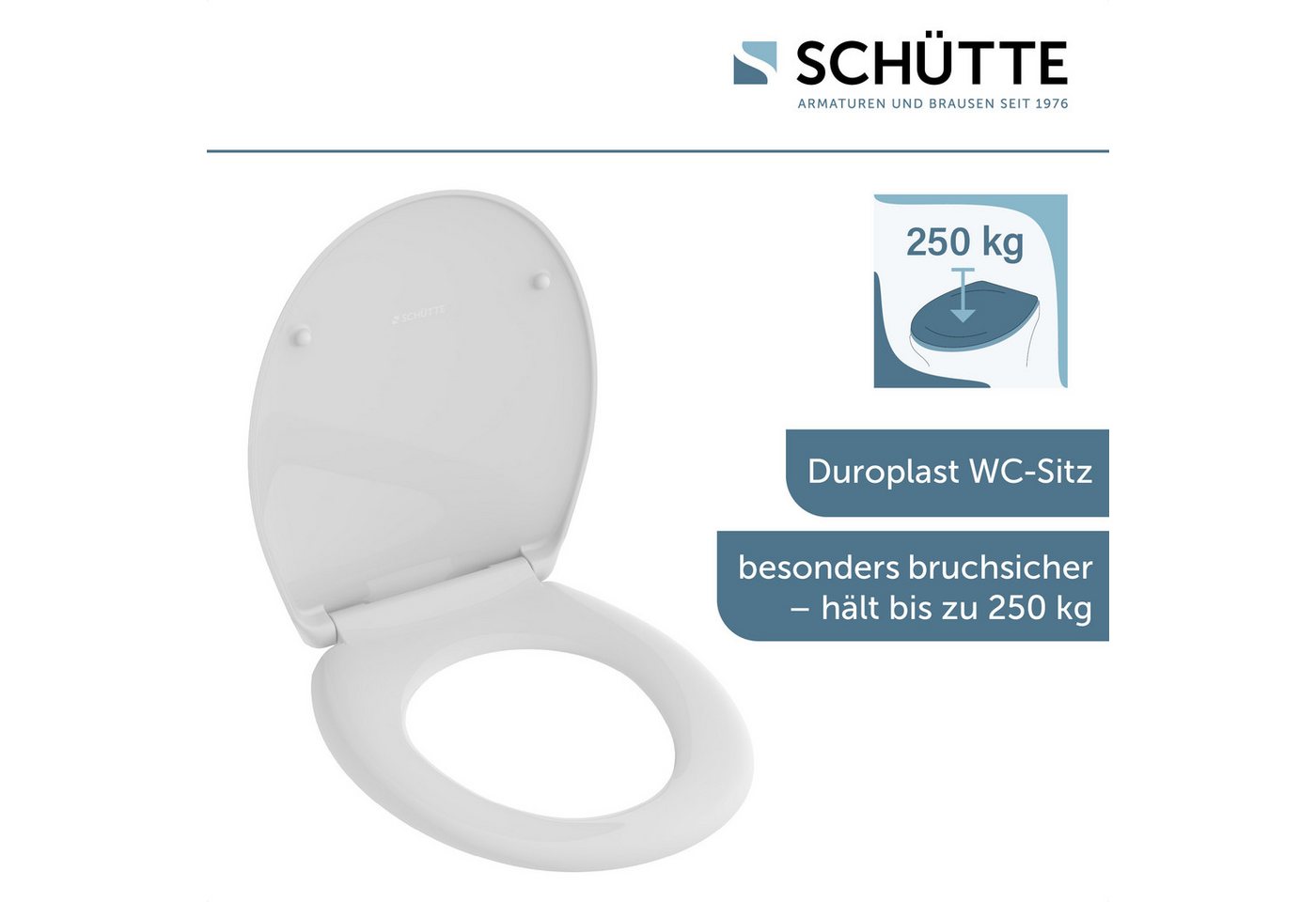 Schütte WC-Sitz WHITE, Duroplast, WC-Sitz, Absenkautomatik, belastbar bis 250 kg – Bild 5 von 5