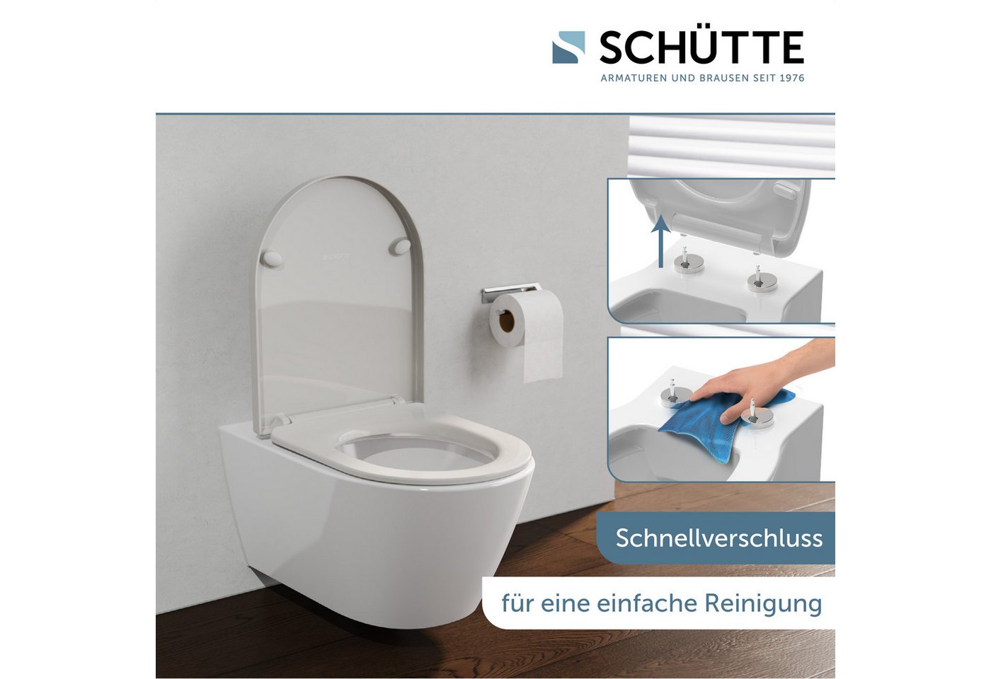 Schütte WC-Sitz WHITE, Duroplast, Absenkautomatik, Schnellverschluss, belastbar bis 150 kg – Bild 3 von 5