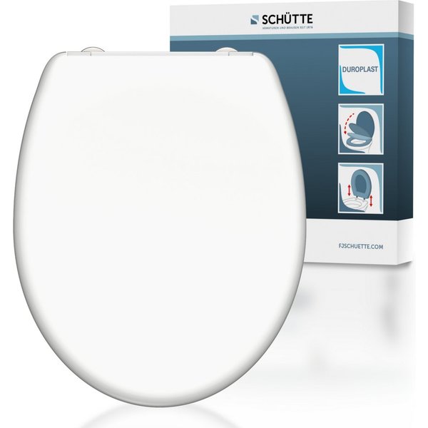 Schütte WC-Sitz WHITE, Toilettendeckel, Absenkautomatik, Schnellverschluss, O-Form, bis 175kg