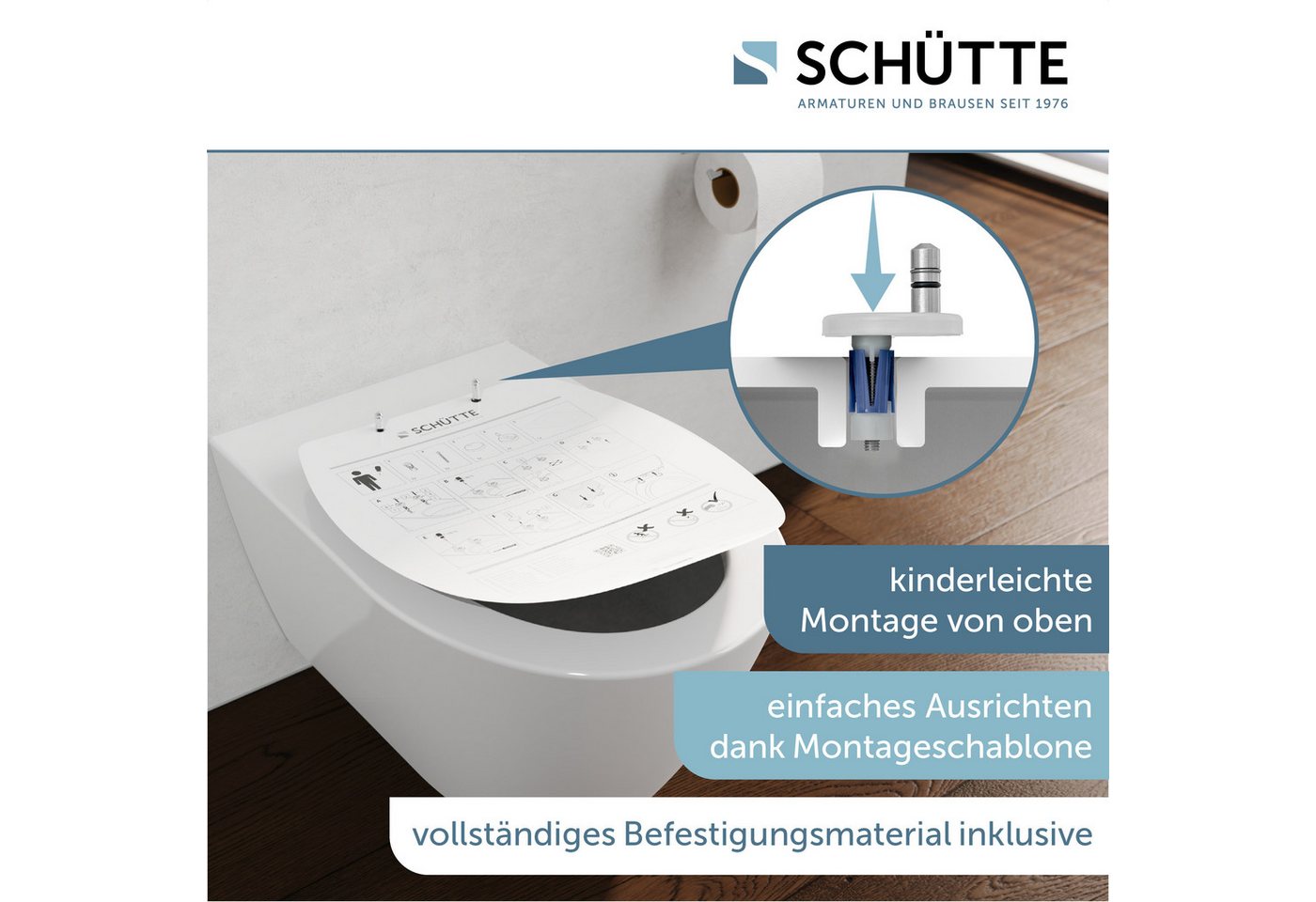Schütte WC-Sitz WHITE PREMIUM, Thermoplast, Absenkautomatik, Schnellverschluss, belastbar bis 300 kg – Bild 2 von 5