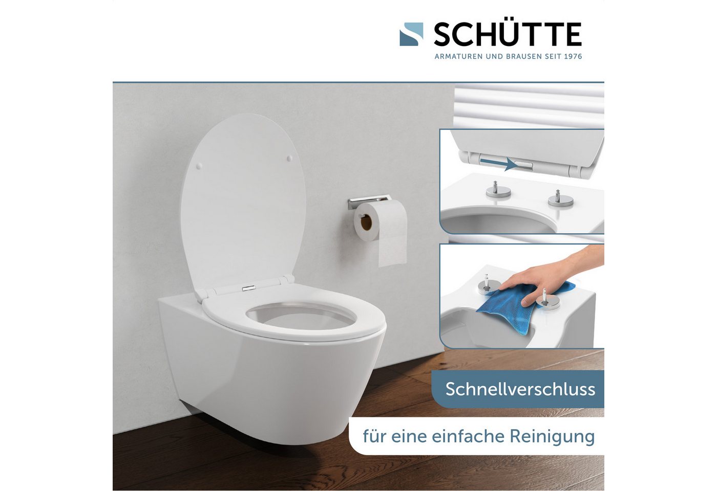Schütte WC-Sitz WHITE PREMIUM, Thermoplast, Absenkautomatik, Schnellverschluss, belastbar bis 300 kg – Bild 3 von 5