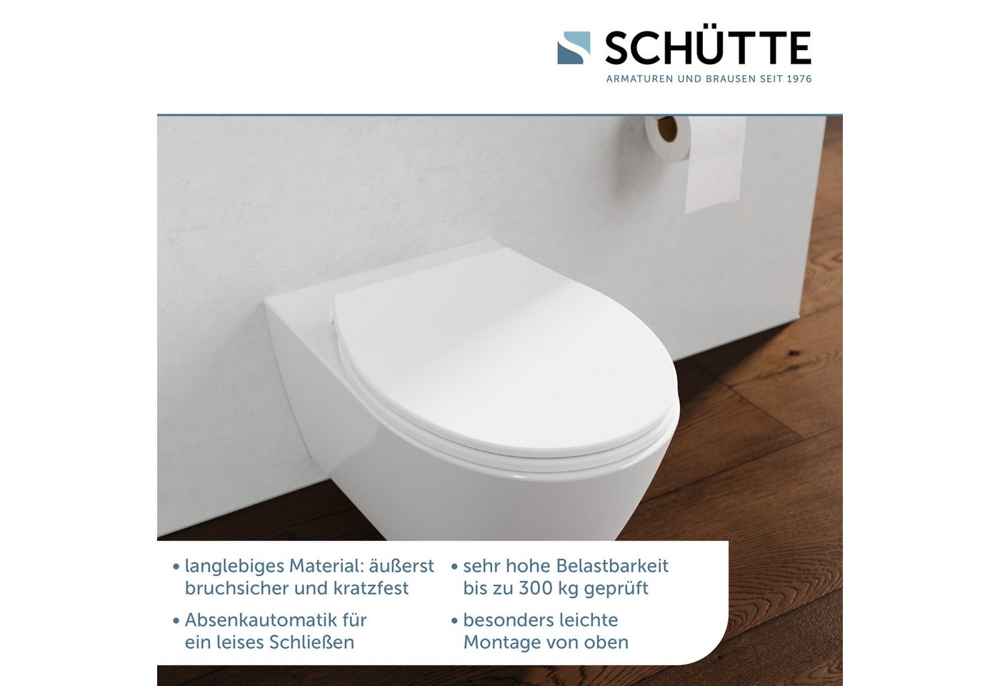 Schütte WC-Sitz WHITE PREMIUM, Thermoplast, Absenkautomatik, Schnellverschluss, belastbar bis 300 kg – Bild 4 von 5