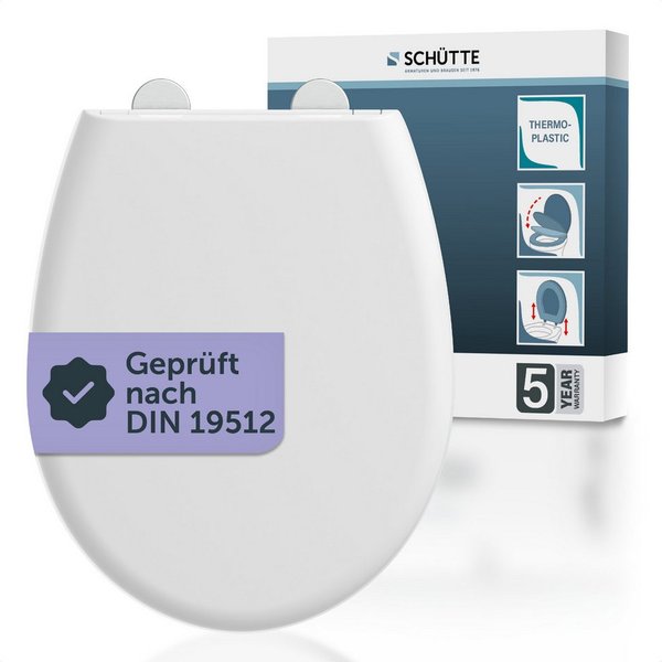 Schütte WC-Sitz WHITE PREMIUM, Thermoplast, Absenkautomatik, Schnellverschluss, belastbar bis 300 kg