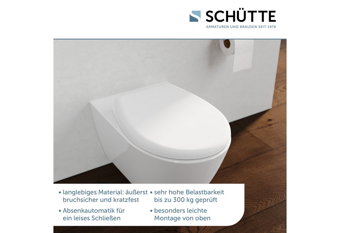 Schütte WC-Sitz WHITE PREMIUM, Thermoplast, Absenkautomatik, Schnellverschluss, belastbar bis 300 kg – Bild 3 von 5