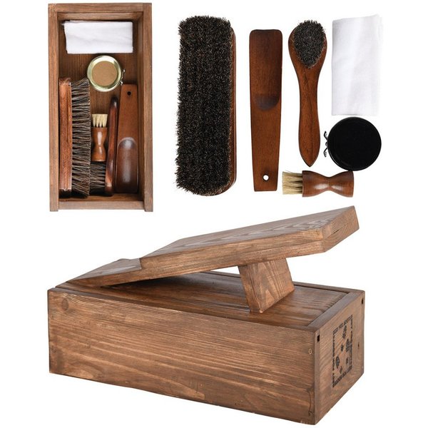 esschert design Schuhputzbürste Esschert Design Schuhputzset/Kiste mit Schuhablage, 0